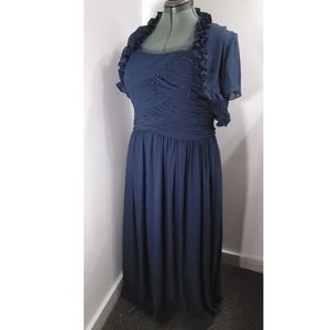 Jade By Jasmine Formal Dress Navy Blue Beaded 2 Piece Long Gown Plus Sz 18